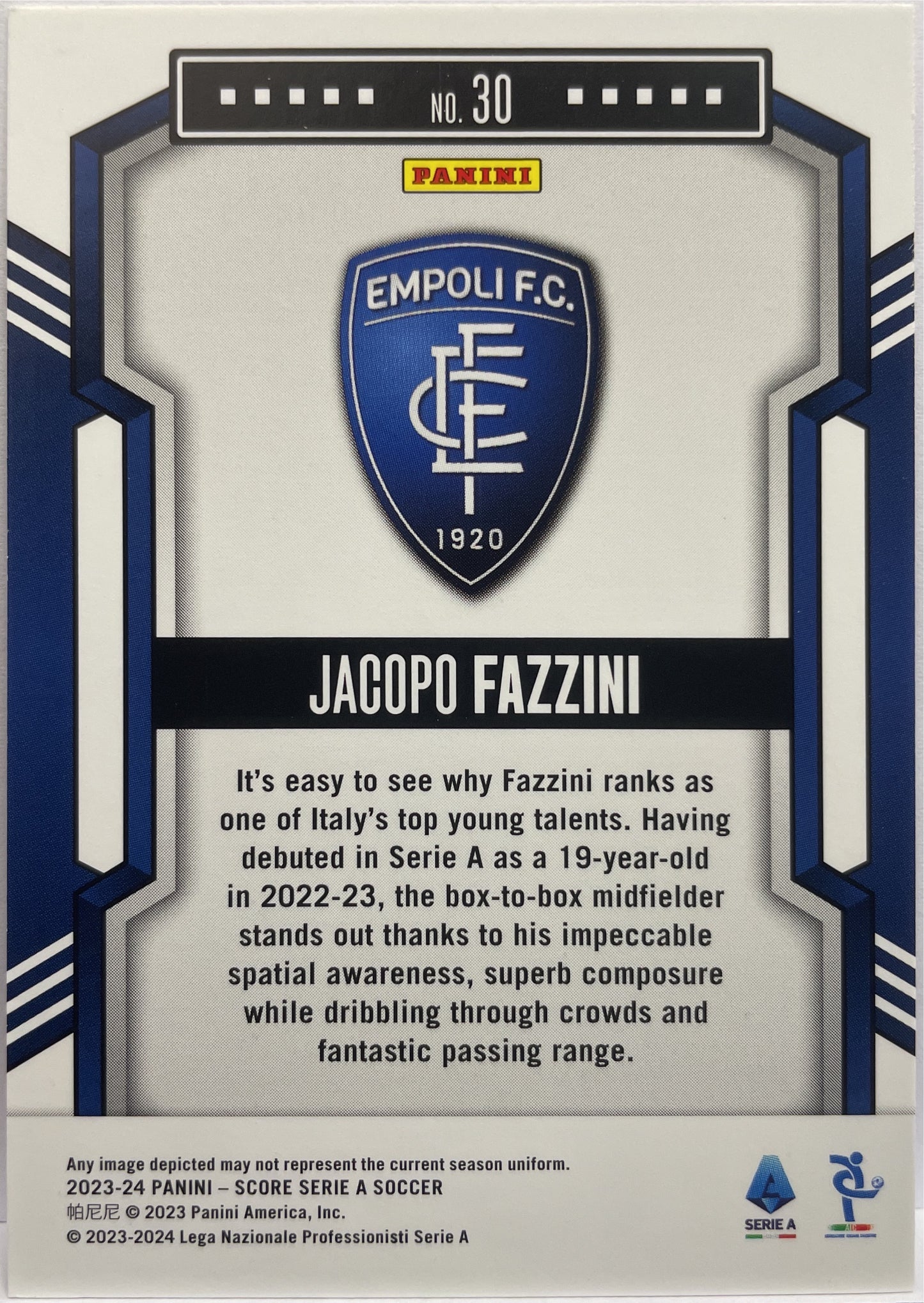 Jacopo Fazzini 15/20 Rookie Pink Swirl Score Serie A 2023/24