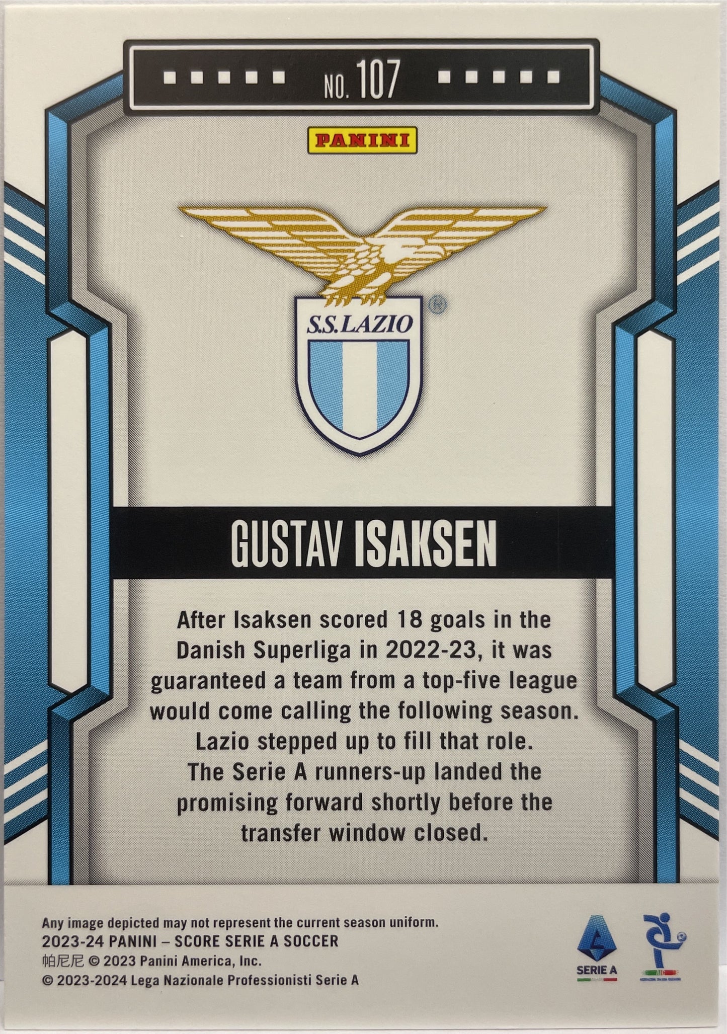 Gustav Isaksen 10/15 Rookie Swirl Score Serie A 2023/24