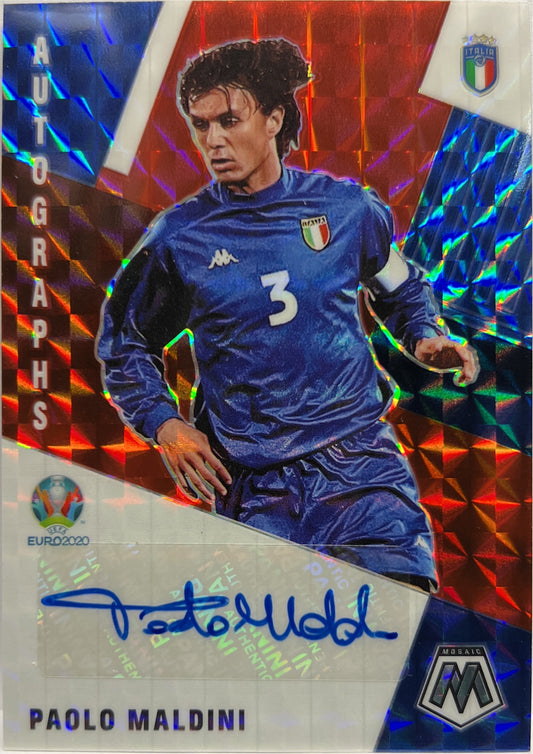 Paolo Maldini Autograph Red Mosaic Uefa Euro 2020