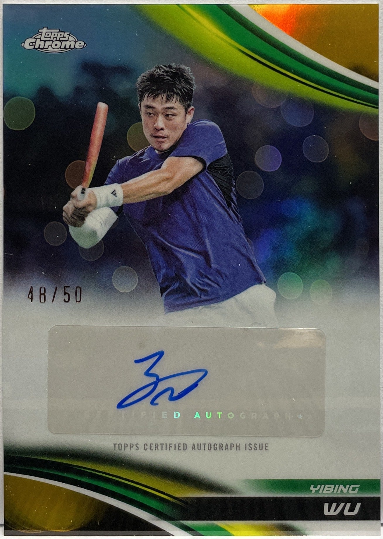 Yibing Wu 48/50 Autograph Gold Topps Chrome Tennis 2025