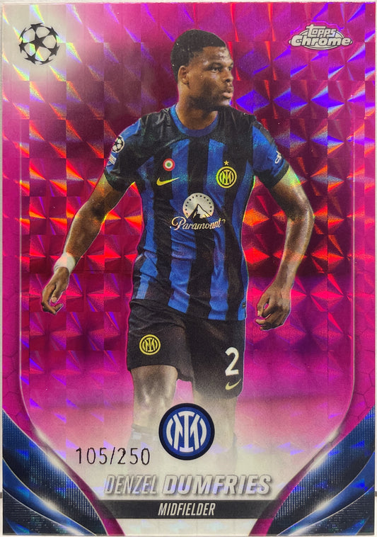 Denzel Dumfries 105/250 Pink Geometric Topps Chrome UCC 2023/24