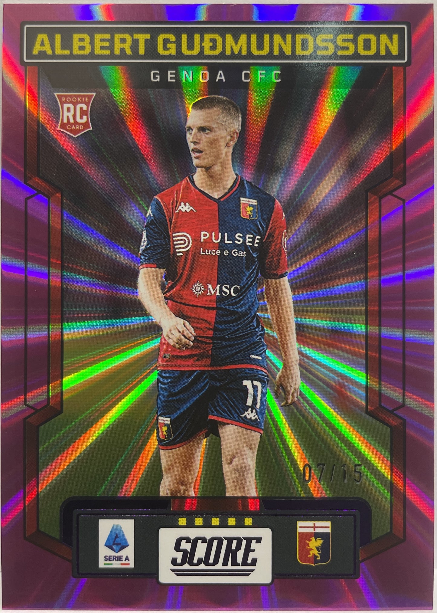 Albert Gudmundsson 7/15 Rookie Purple Laser Score Serie A 2023/24