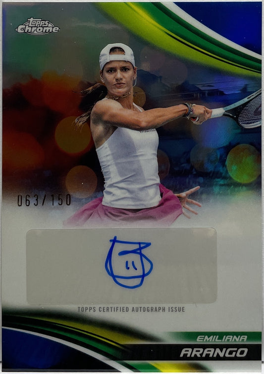 Emiliana Arango 63/150 Autograph Blue Topps Chrome Tennis 2025