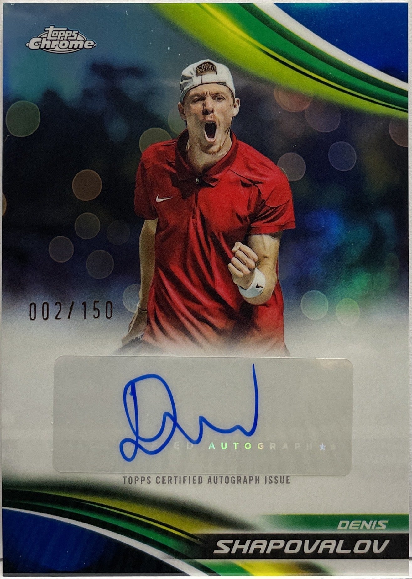 Denis Shapovalov 2/150 Autograph Blue Topps Chrome Tennis 2025