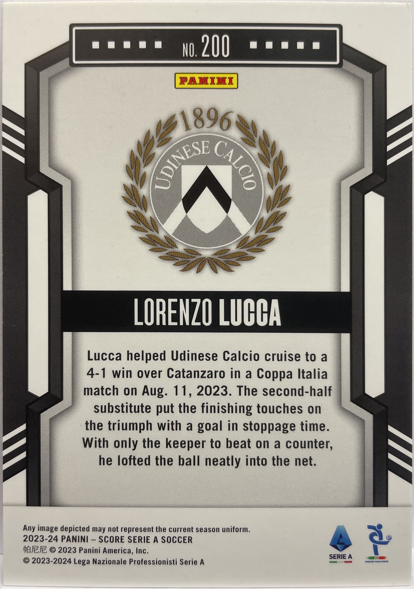 Lorenzo Lucca 15/30 Red Swirl Score Serie A 2023/24