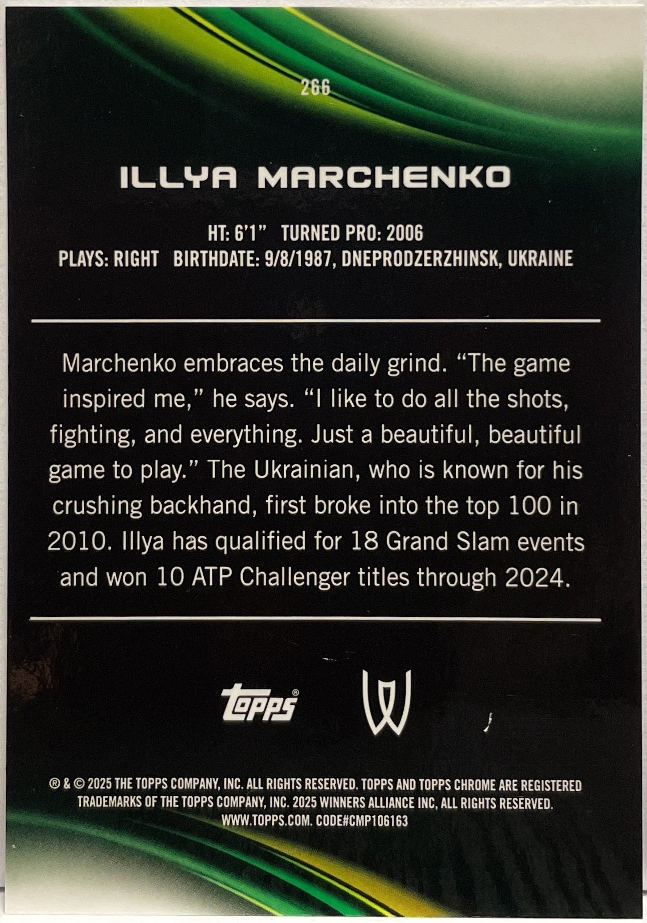 Illya Marchenko 16/25 Orange 1ST Topps Chrome Tennis 2025