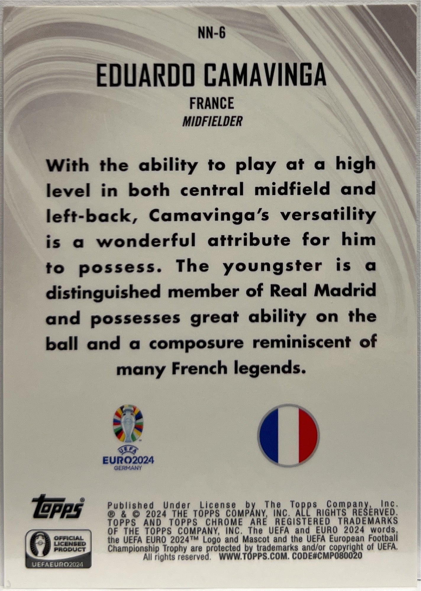 Eduardo Camavinga 4/25 Neon Nation Topps Chrome Euro 2024