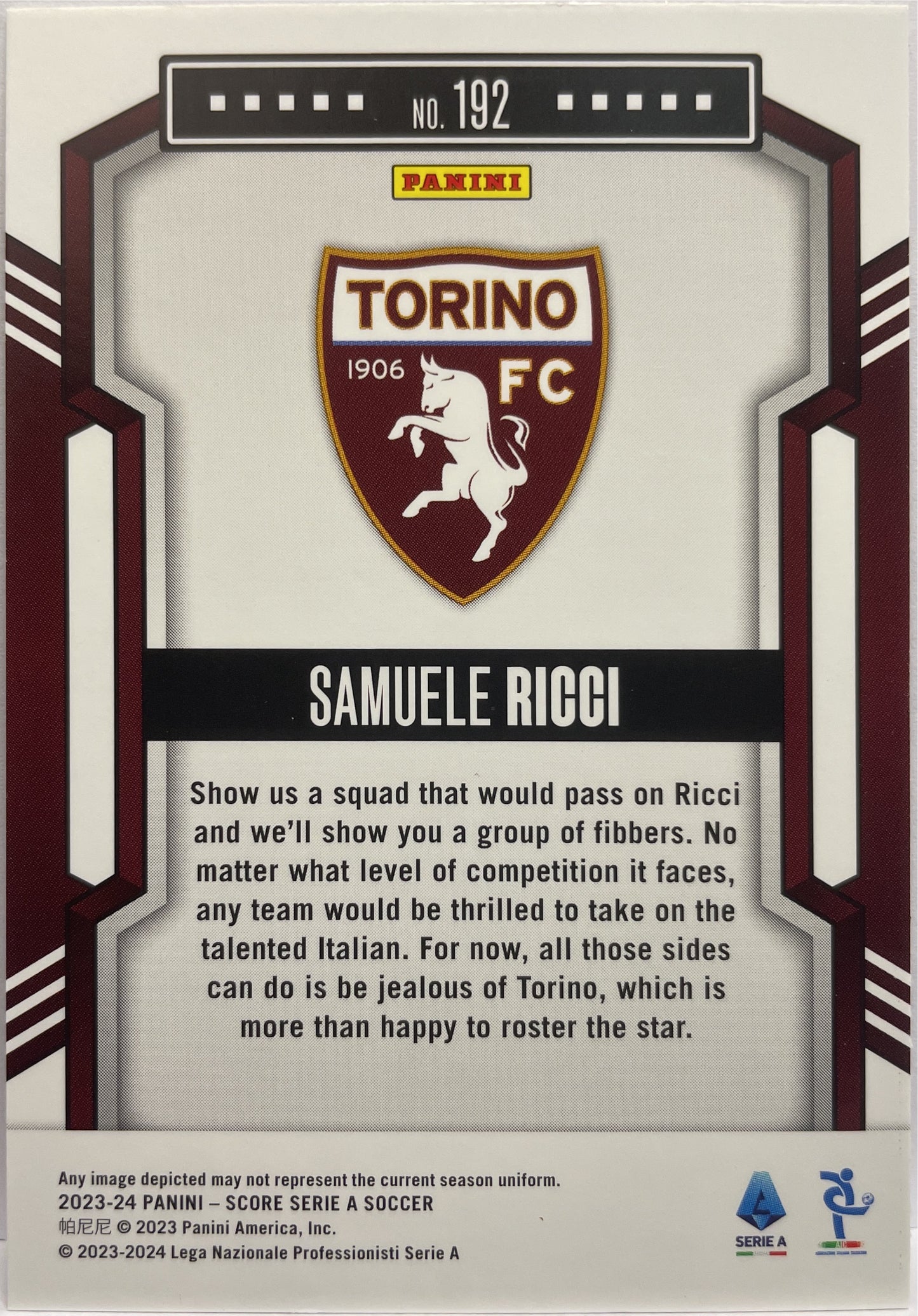 Samuele Ricci 20/30 Red Swirl Score Serie A 2023/24