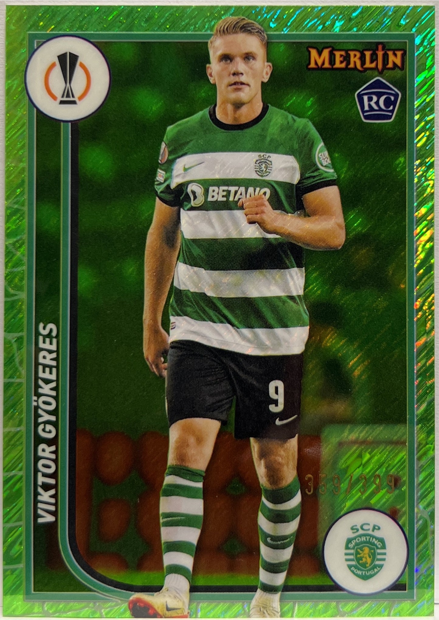 Viktor Gyokeres 359/399 Rookie Green Shimmer Topps Chrome Merlin UCC 2023/24