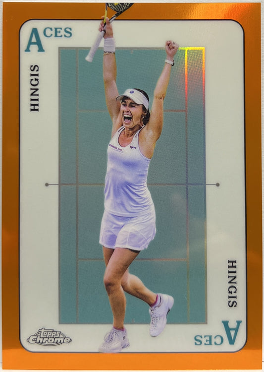Martina Hingis 16/25 Aces Orange Topps Chrome Tennis 2021