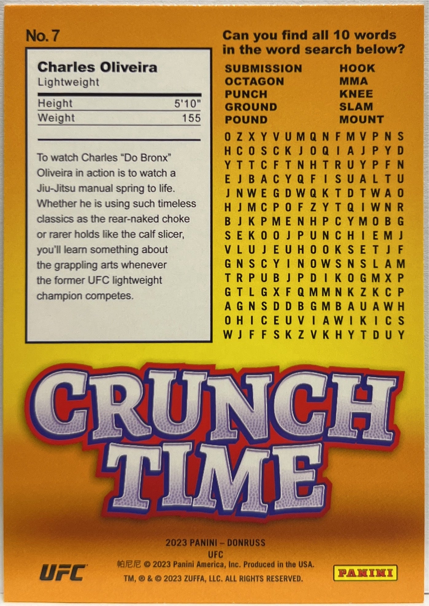 Charles Oliveira Crunch Time Gold Laser Donruss UFC 2023