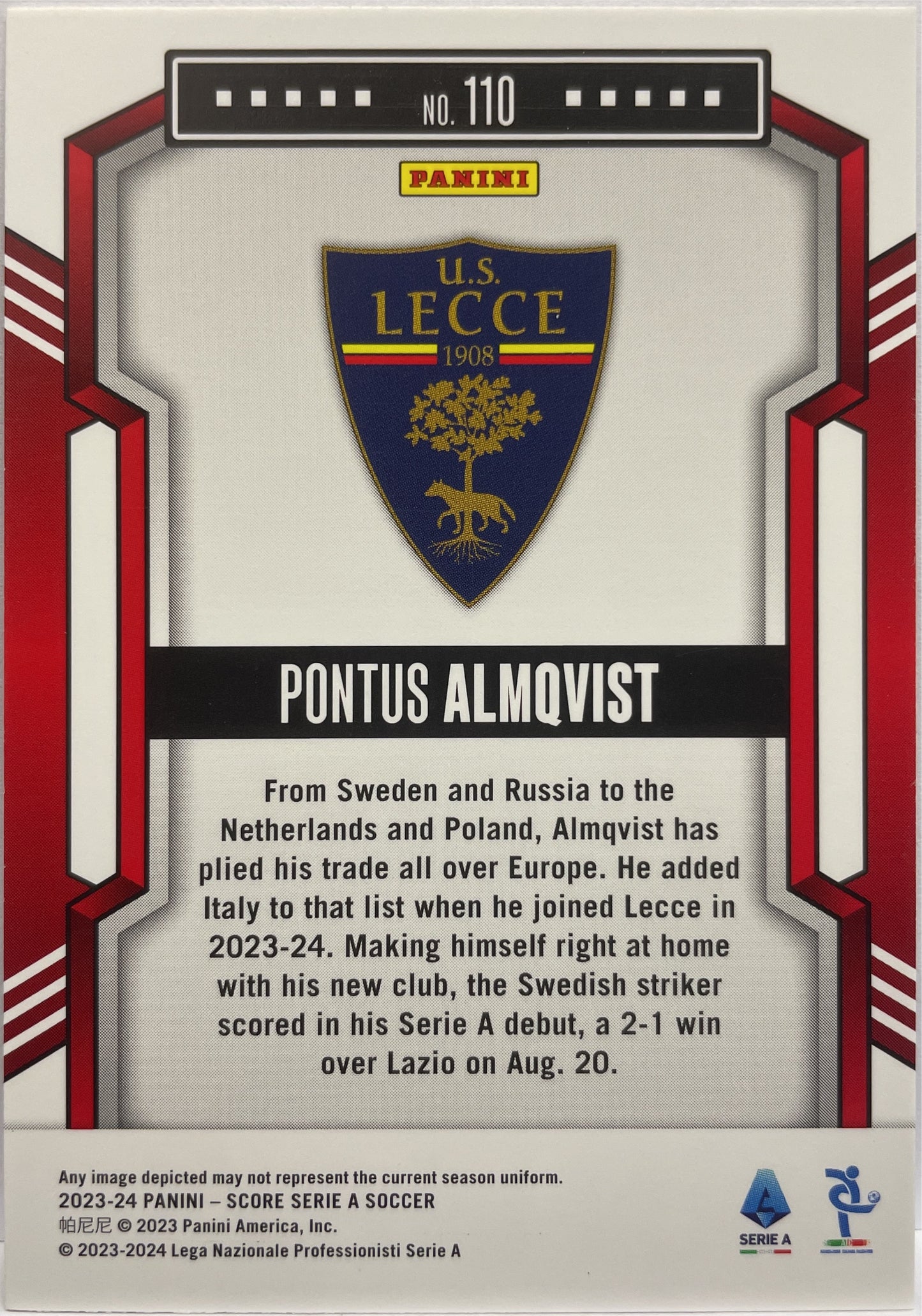 Pontus Almqvist 20/25 Rookie Bronze Swirl Score Serie A 2023/24