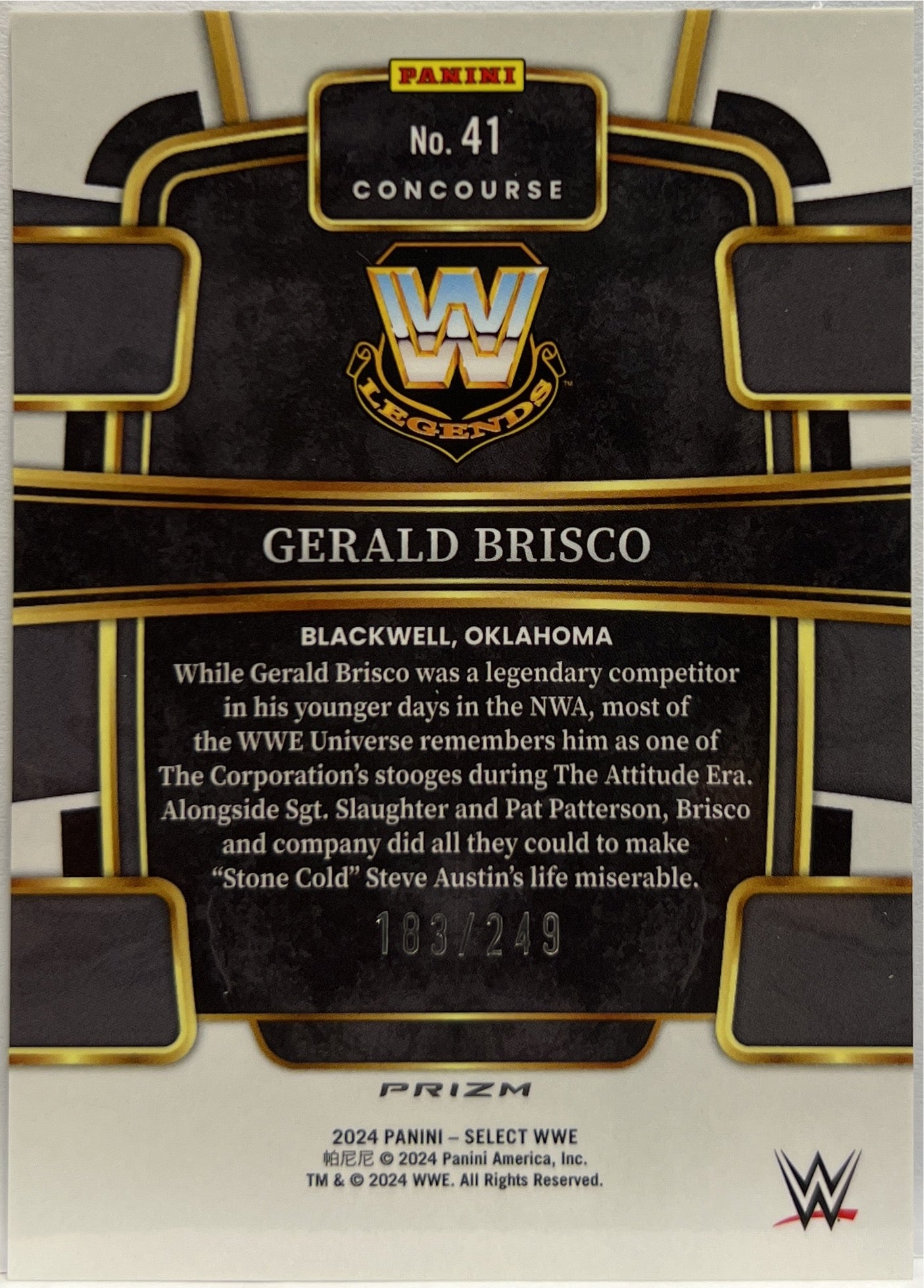 Gerald Brisco 183/199 Concourse Blue Select WWE 2024