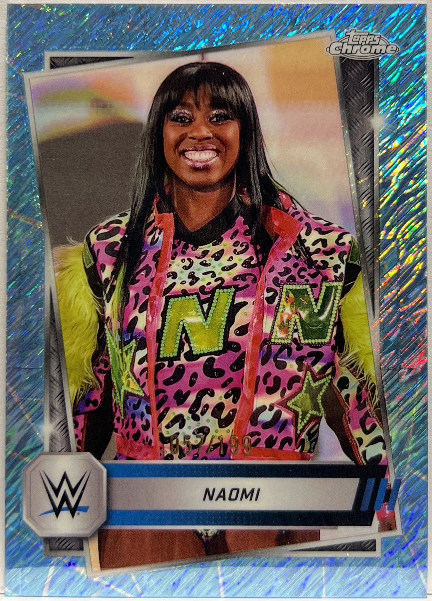 Naomi 57/199 Aqua Shimmer Topps Chrome WWE 2025