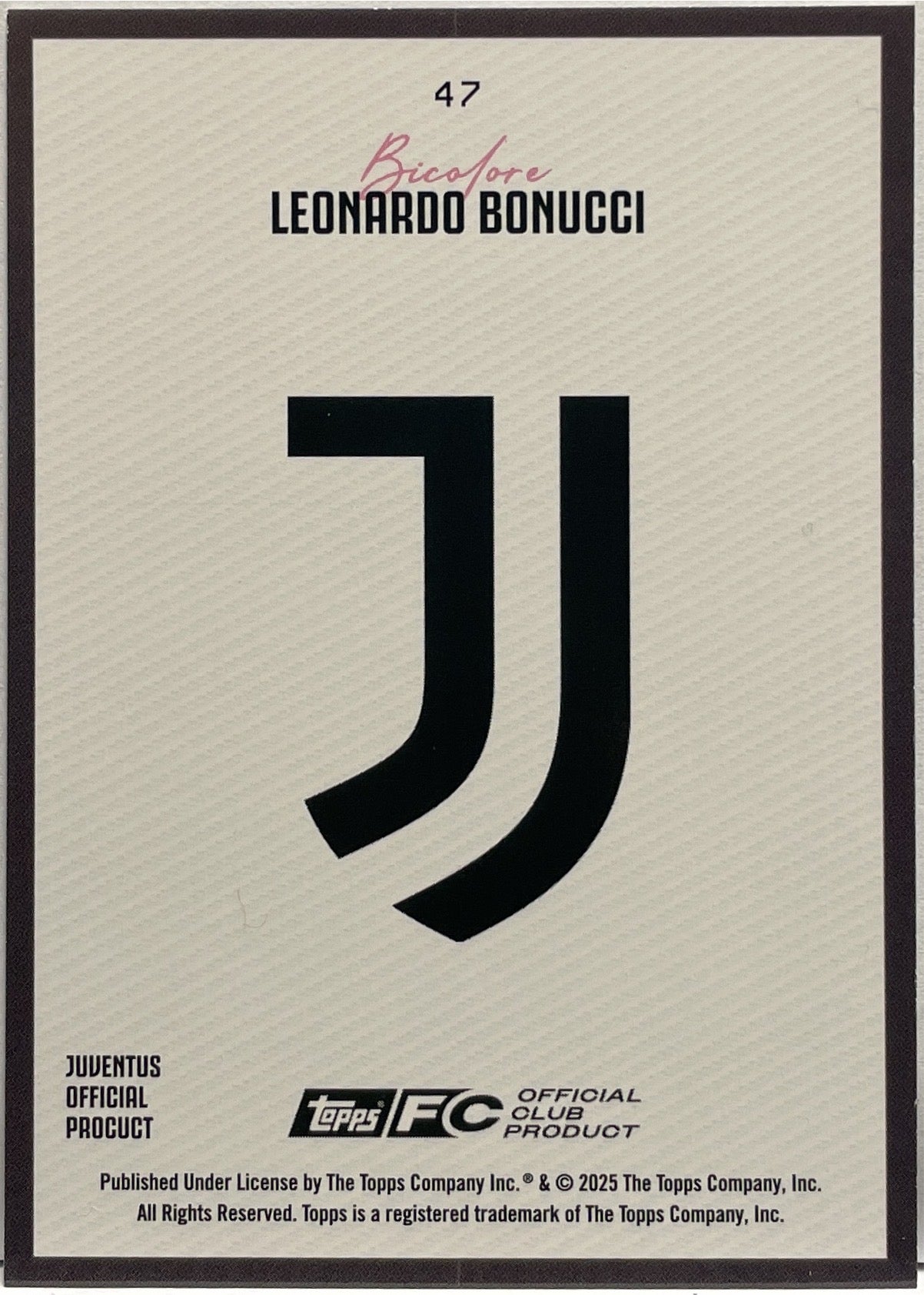 Leonardo Bonucci 145/150 Bicolore Cracked Ice Topps Juventus Set 2025/26