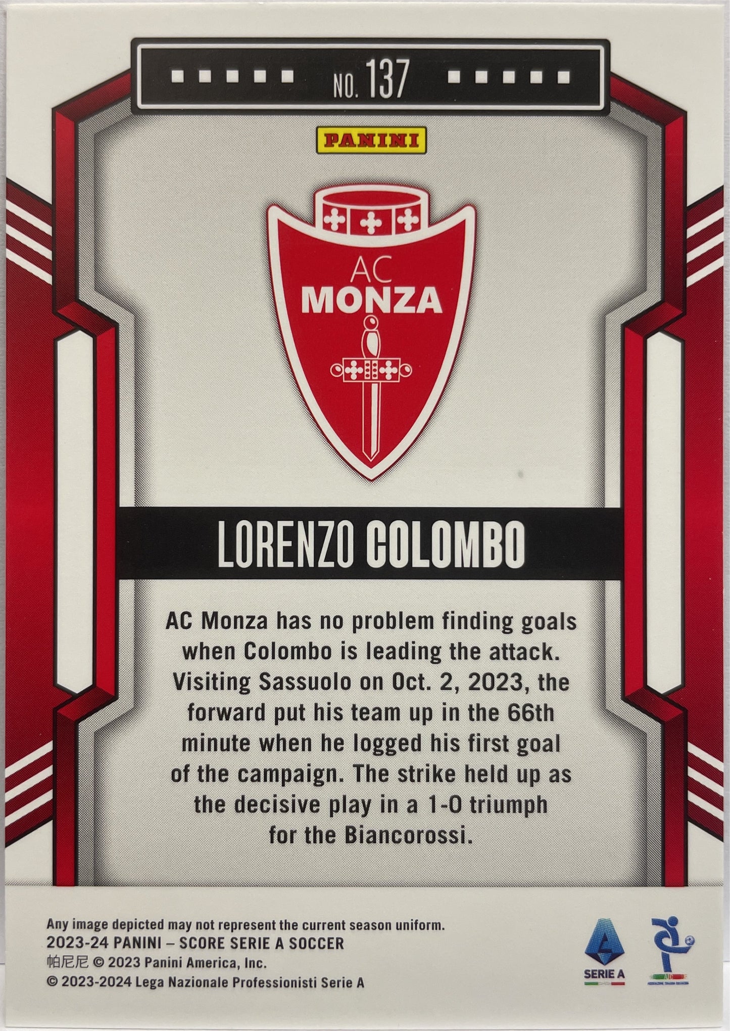 Lorenzo Colombo 3/25 Bronze Swirl Score Serie A 2023/24