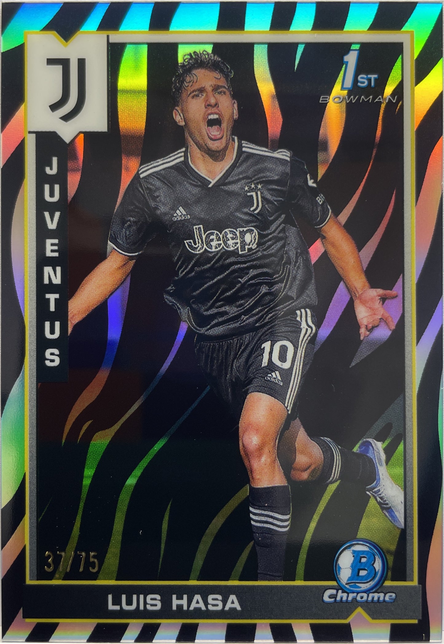 Luis Hasa 37/75 1ST Bowman Zebra Topps Chrome Juventus 2022/23