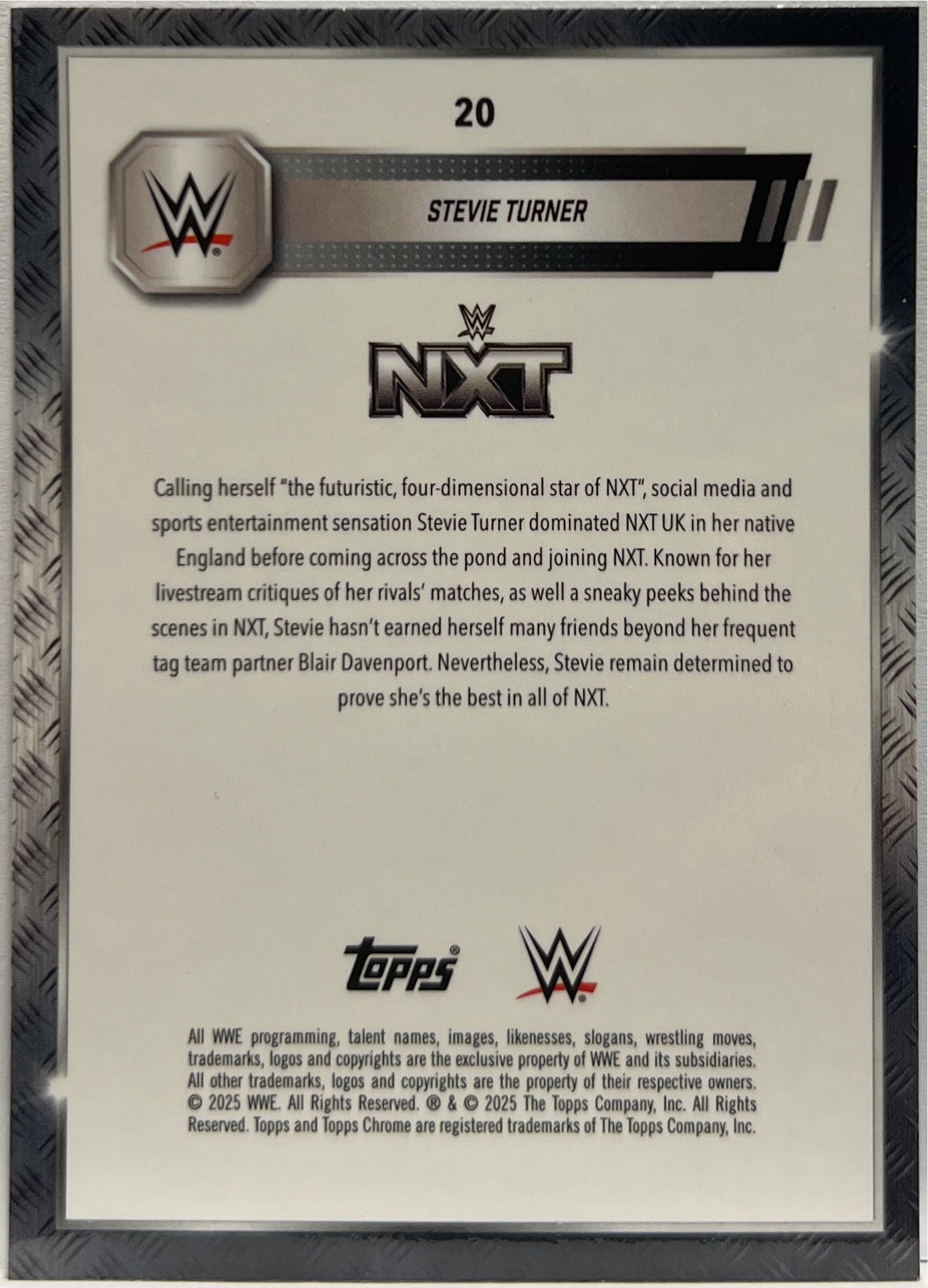 Stevie Turner 114/150 Blue Topps Chrome WWE 2025