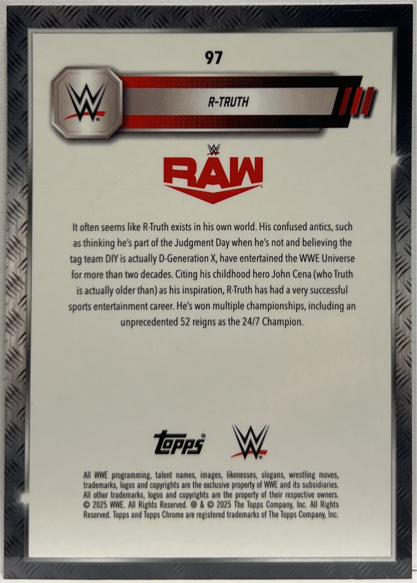 R Truth 124/249 Speckle Topps Chrome WWE 2025