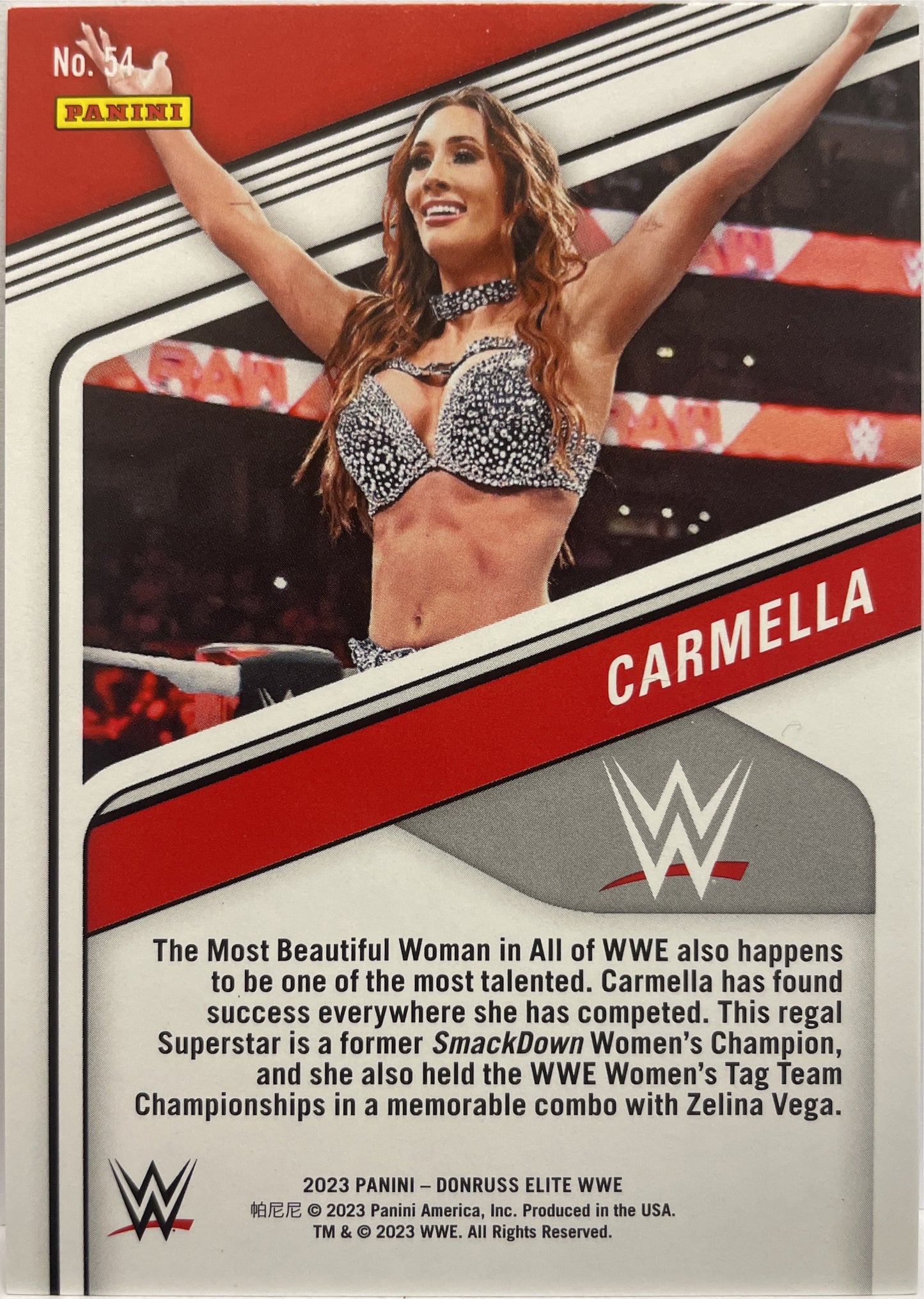 Carmella 75/149 Blue WWE Donruss Elite 2023