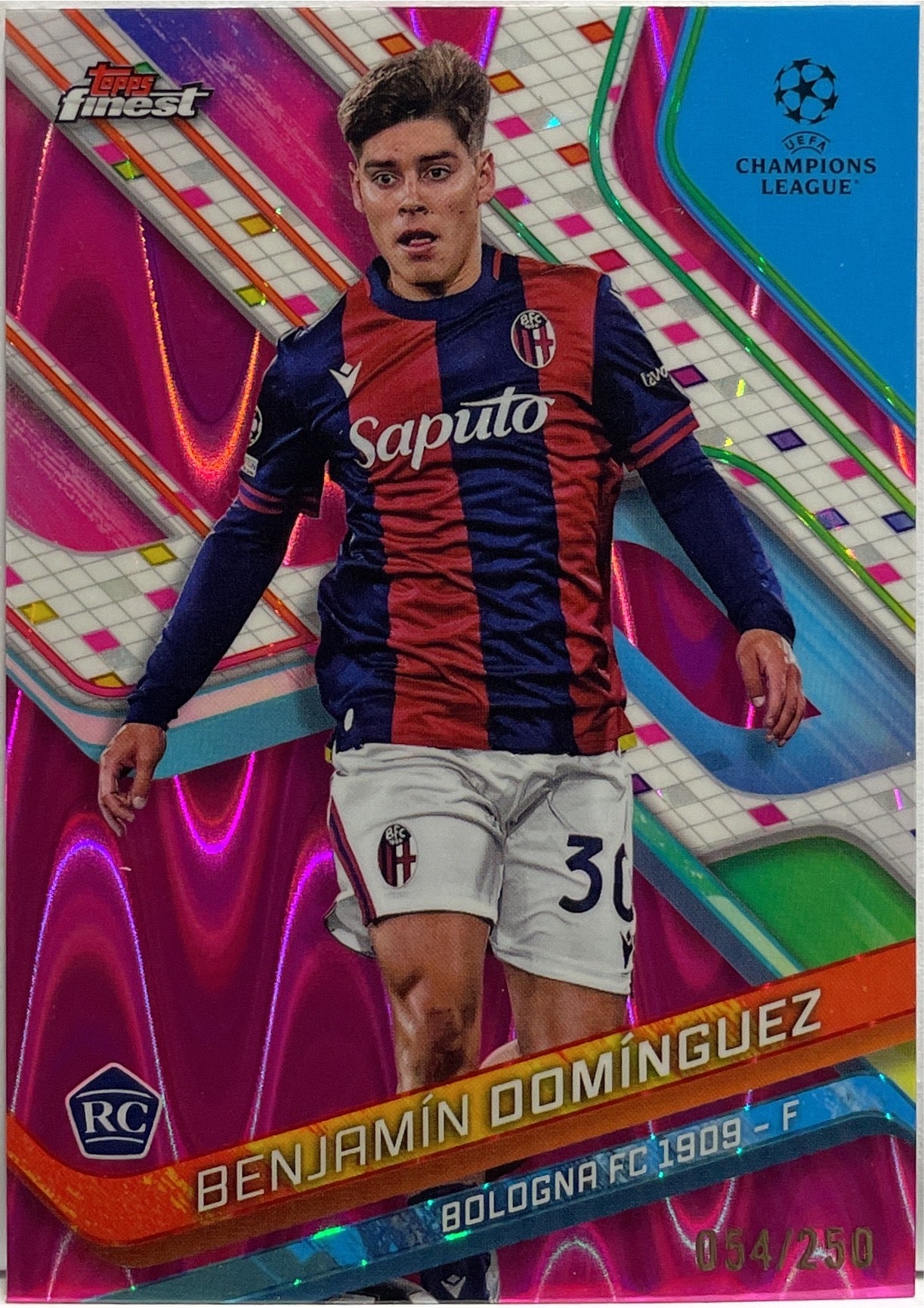 Benjamin Dominguez 54/250 Rookie Pink Raywave Topps Finest UCC 2024/25