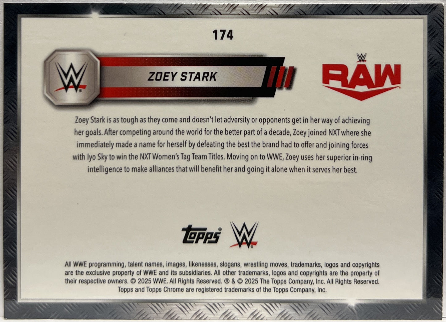 Zoey Stark 72/85 Red White Blue Topps Chrome WWE 2025