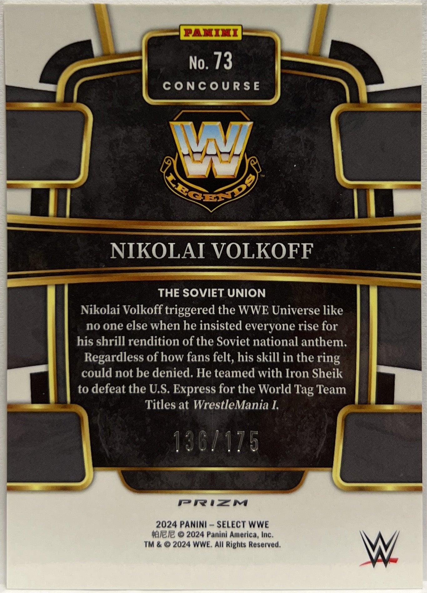 Nikolai Volfkoff 136/175 Concourse Red Select WWE 2024