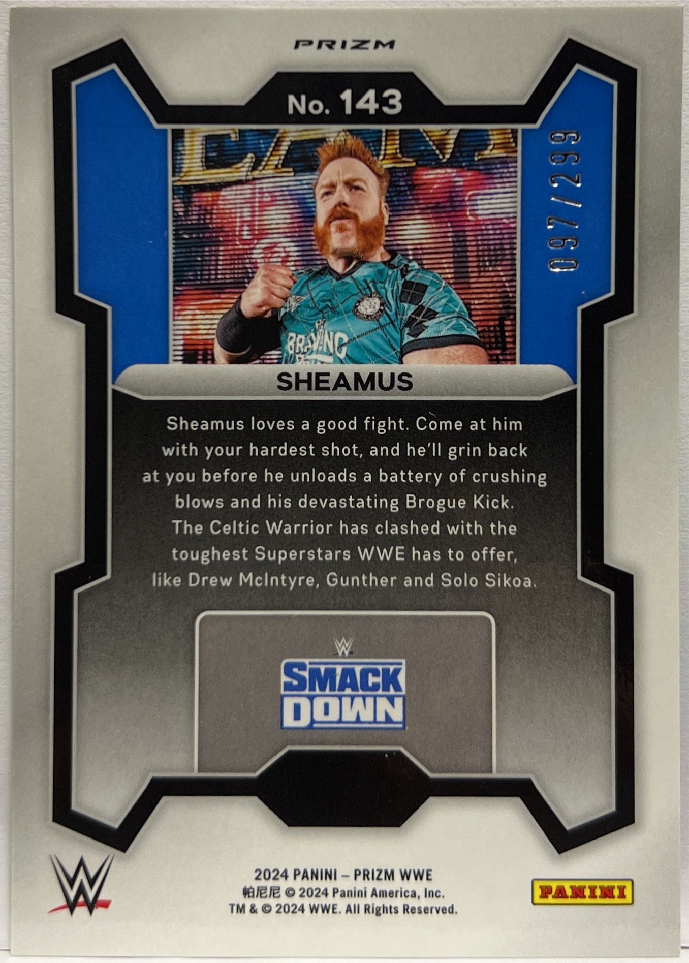 Sheamus 97/299 Red Panini Prizm WWE 2024