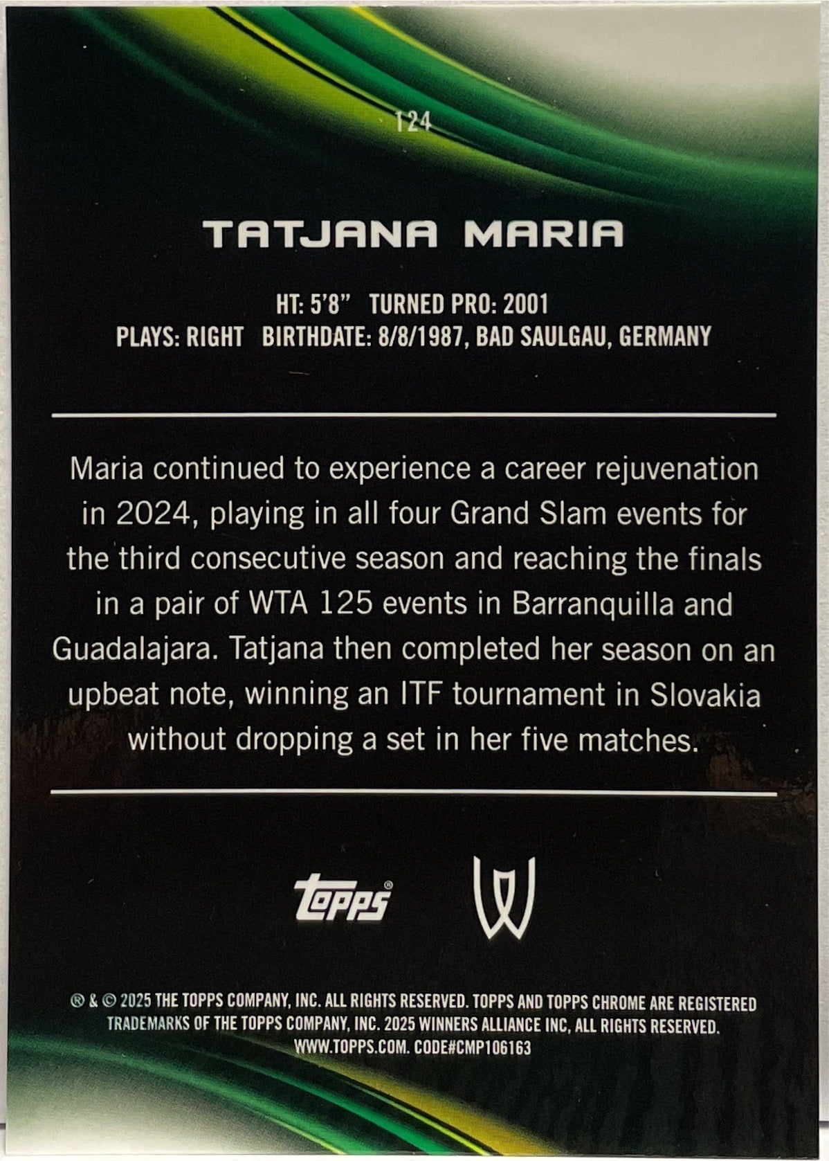 Tatjana Maria 3/5 Red Topps Chrome Tennis 2025