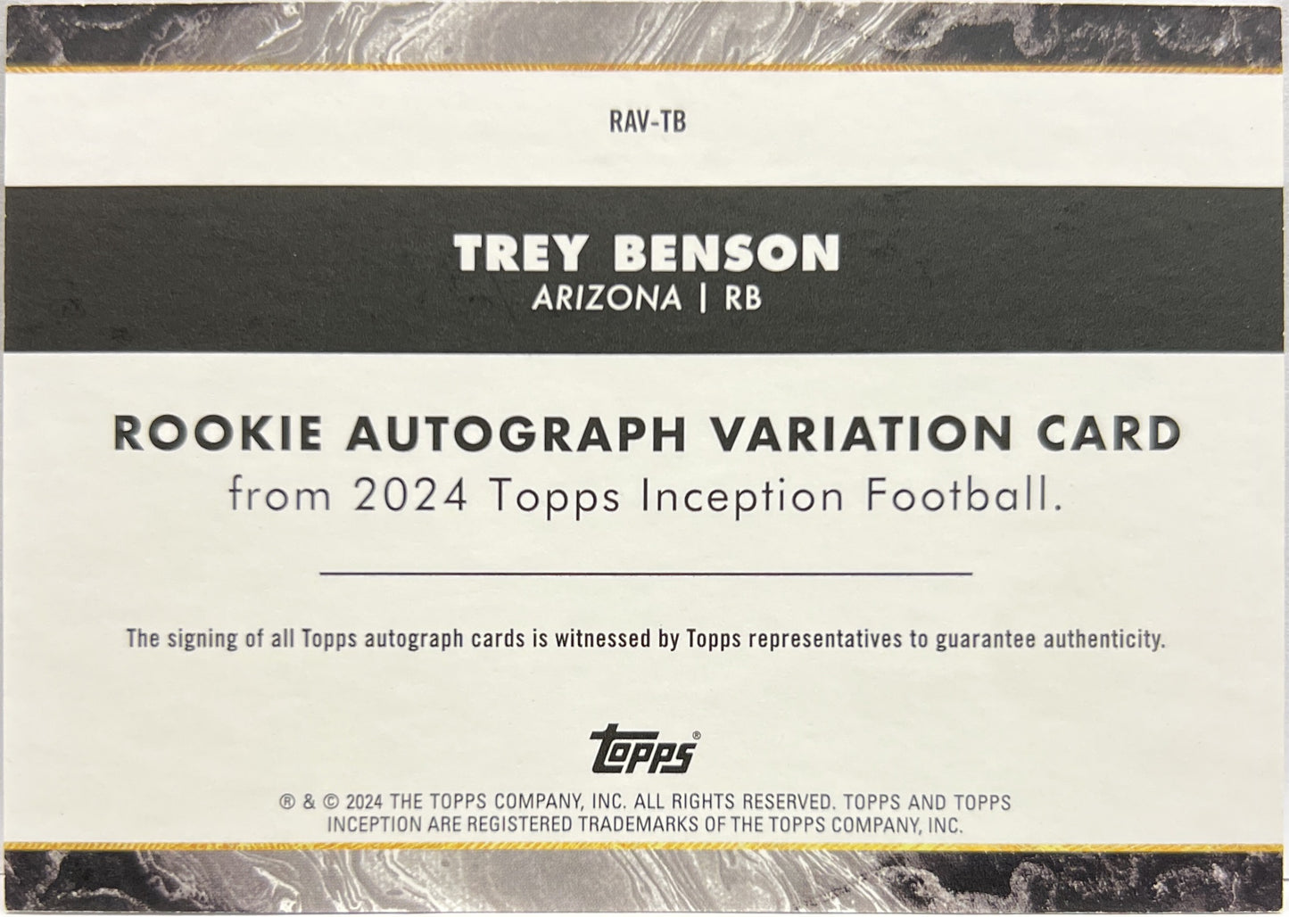 Trey Benson 48/99 Rookie Autograph On Card  Magenta Topps Inception Football NFL 2024
