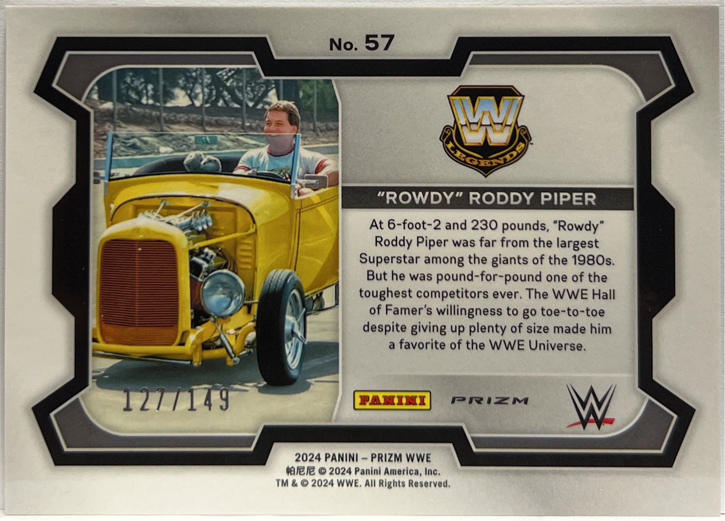 Rowdy Roddy Piper 127/149 Purple Panini Prizm WWE 2024