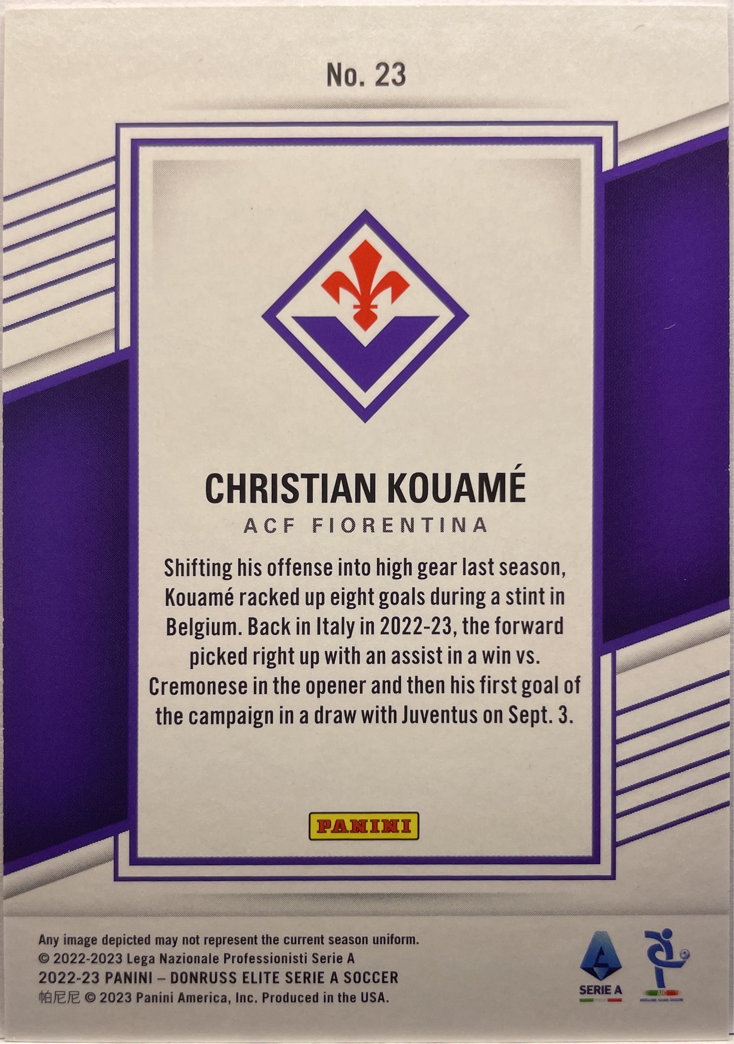 Christian Kouame 7/15 Donruss Elite Serie A 2022/23