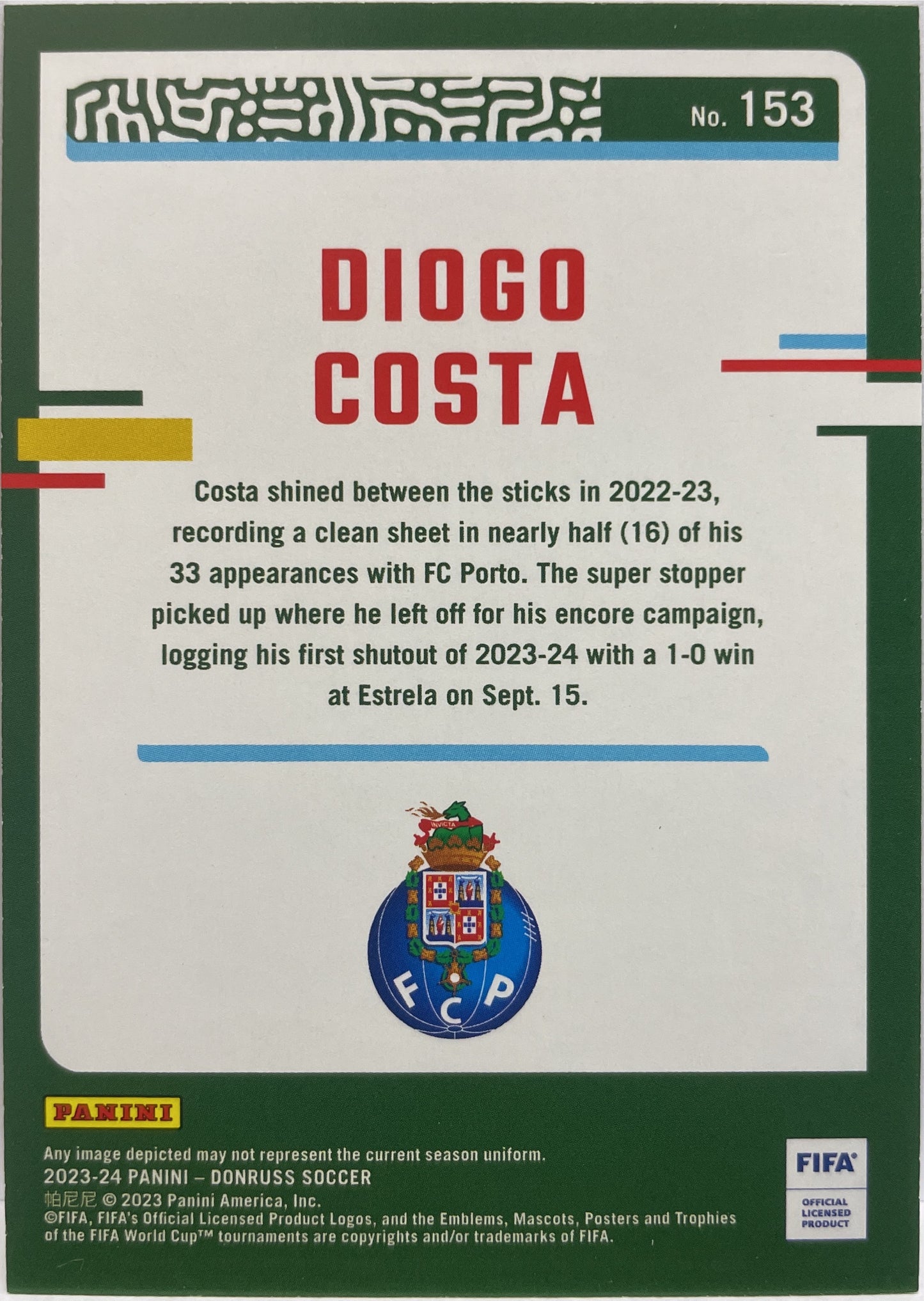 Diogo Costa 22/99 Red Donruss Fifa 2023/24