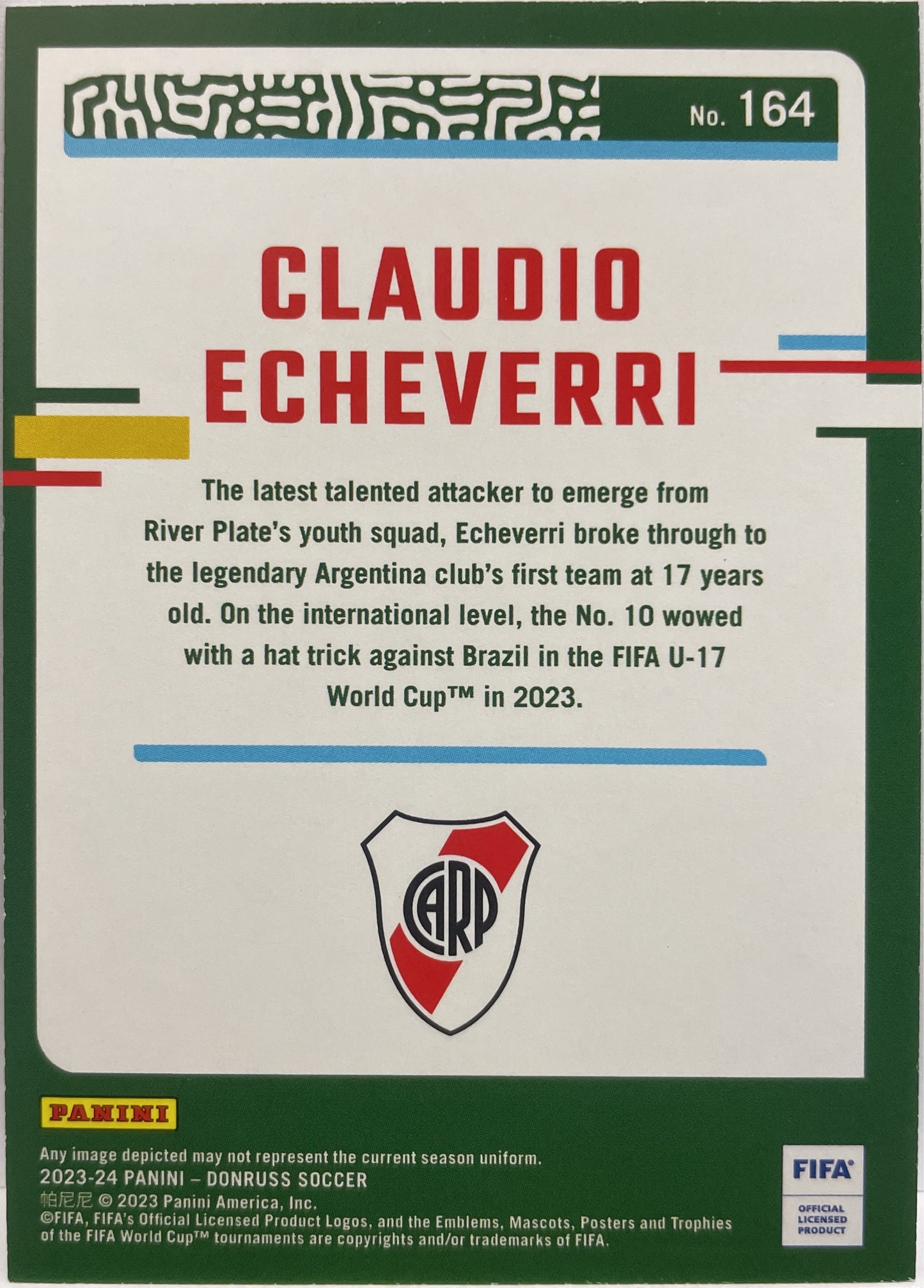 Claudio Echeverri Rookie Silver Donruss Fifa 2023/24