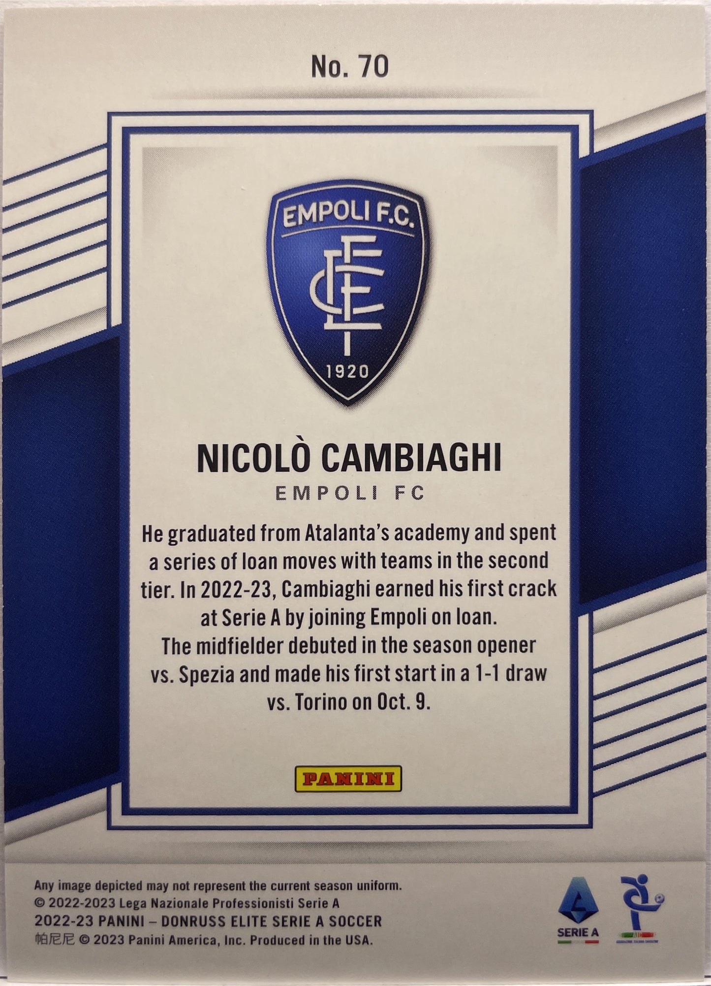 Nicolo Cambiaghi 30/35 Rookie Donruss Elite Serie A 2022/23