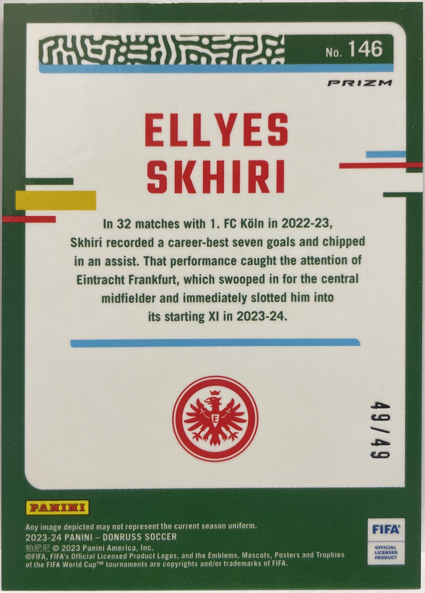 Ellyes Skhiri 49/49 Teal Mojo Optic Donruss Fifa 2023/24