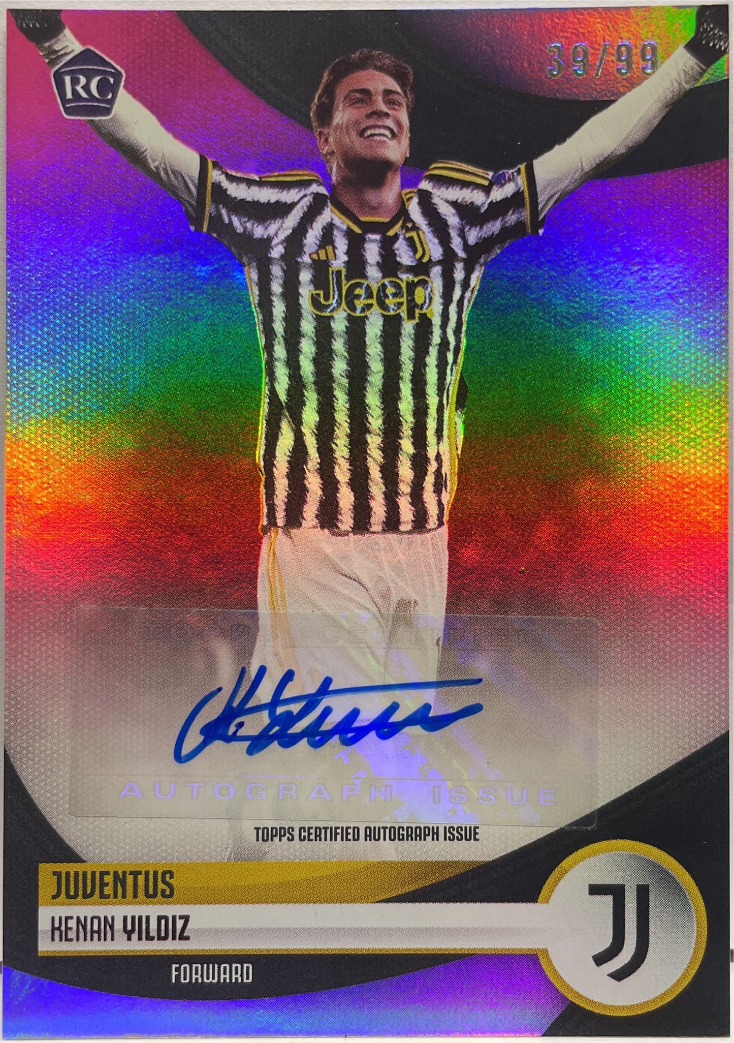 Kenan Yildiz 39/99 Rookie Autograph Topps Juventus Team Set 2023/24