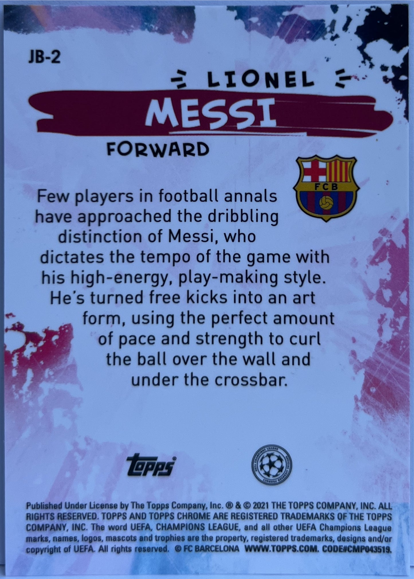 Lionel Messi Joga Bonito Topps Chrome UCL 2020/21