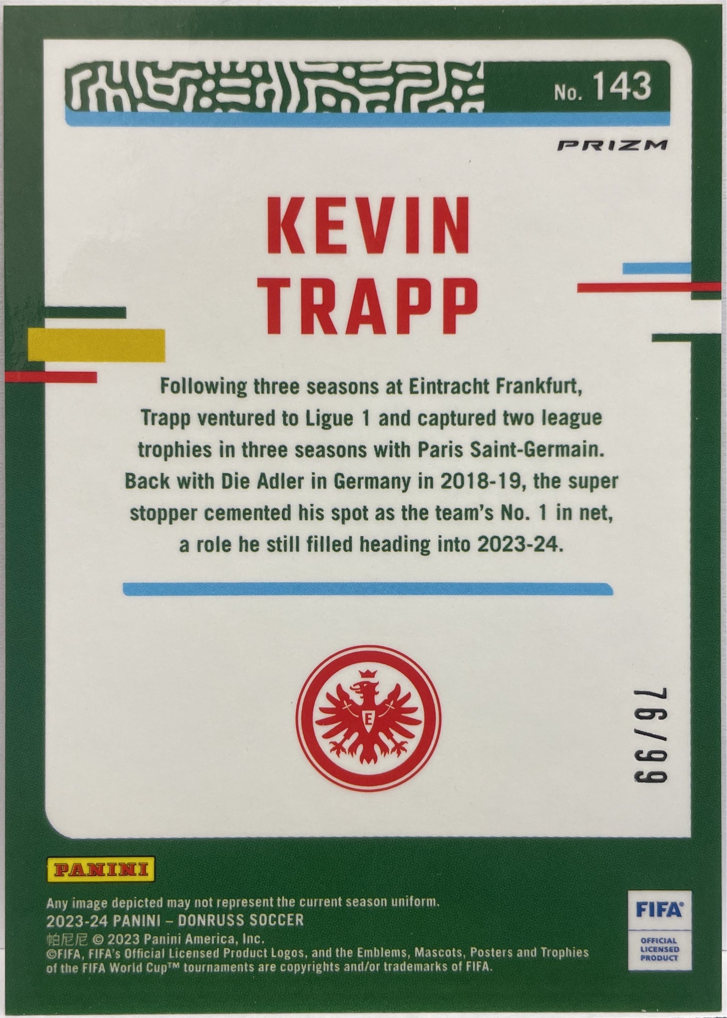 Kevin Trapp 76/99 Blue Optic Donruss Fifa 2023/24