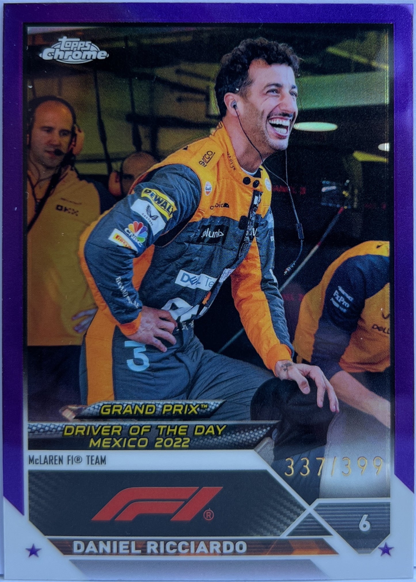 Daniel Ricciardo 337/399 Purple Topps Chrome F1 2023