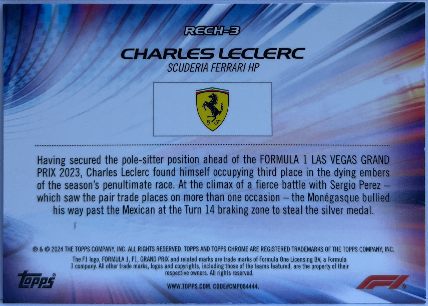Charles Leclerc Re-Charged Topps Chrome F1 2024