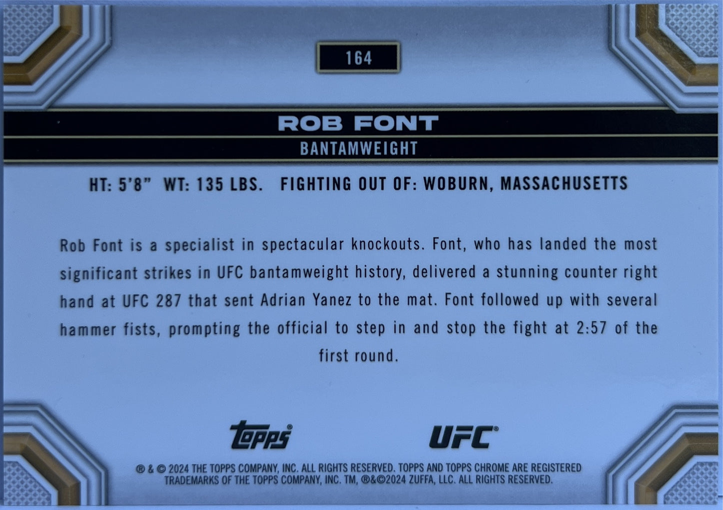 Rob Font 128/199 Aqua Topps Chrome UFC 2024