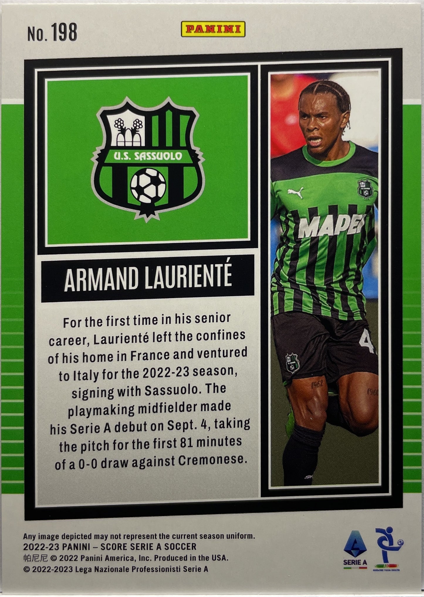 Armand Lauriente 40/55 Rookie Bronze Swirl Score Serie A 2022/23