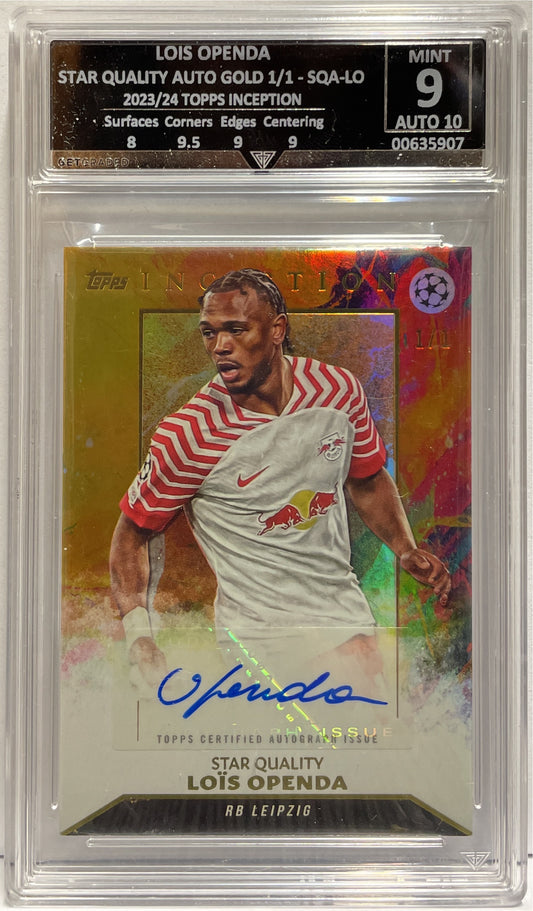 Lois Openda 1/1 Autograph Star Quality Gold Topps Inception 2023/24 Getgraded 9