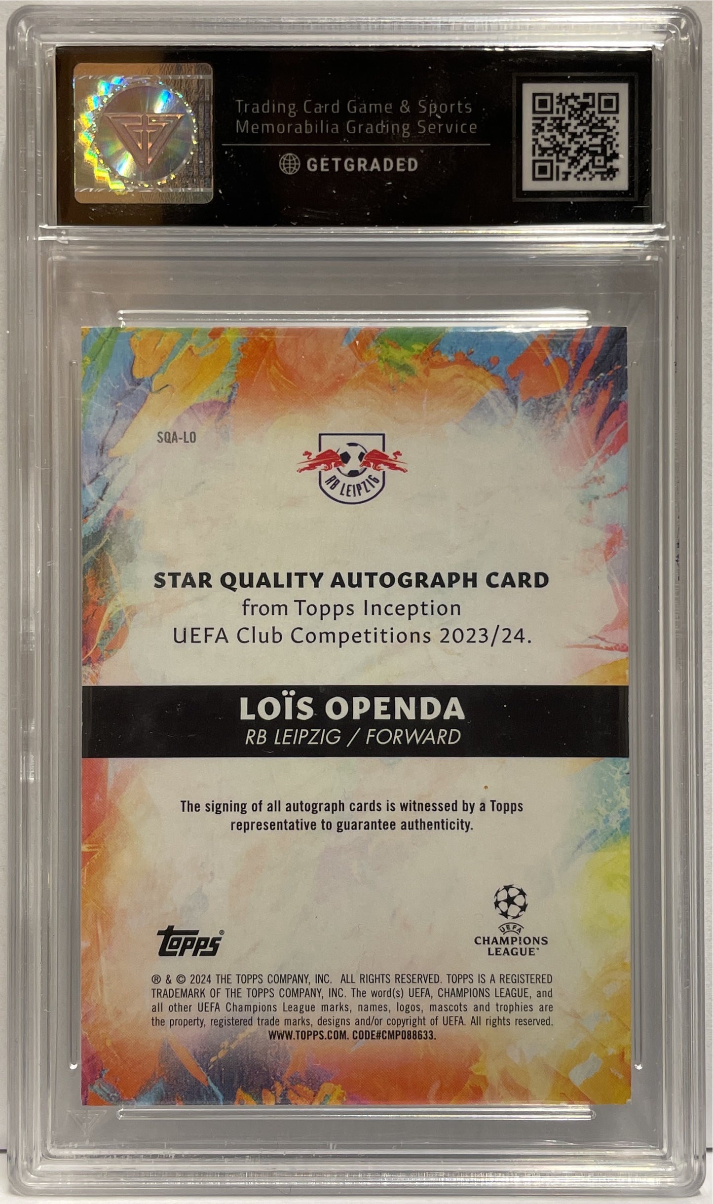 Lois Openda 1/1 Autograph Star Quality Gold Topps Inception 2023/24 Getgraded 9