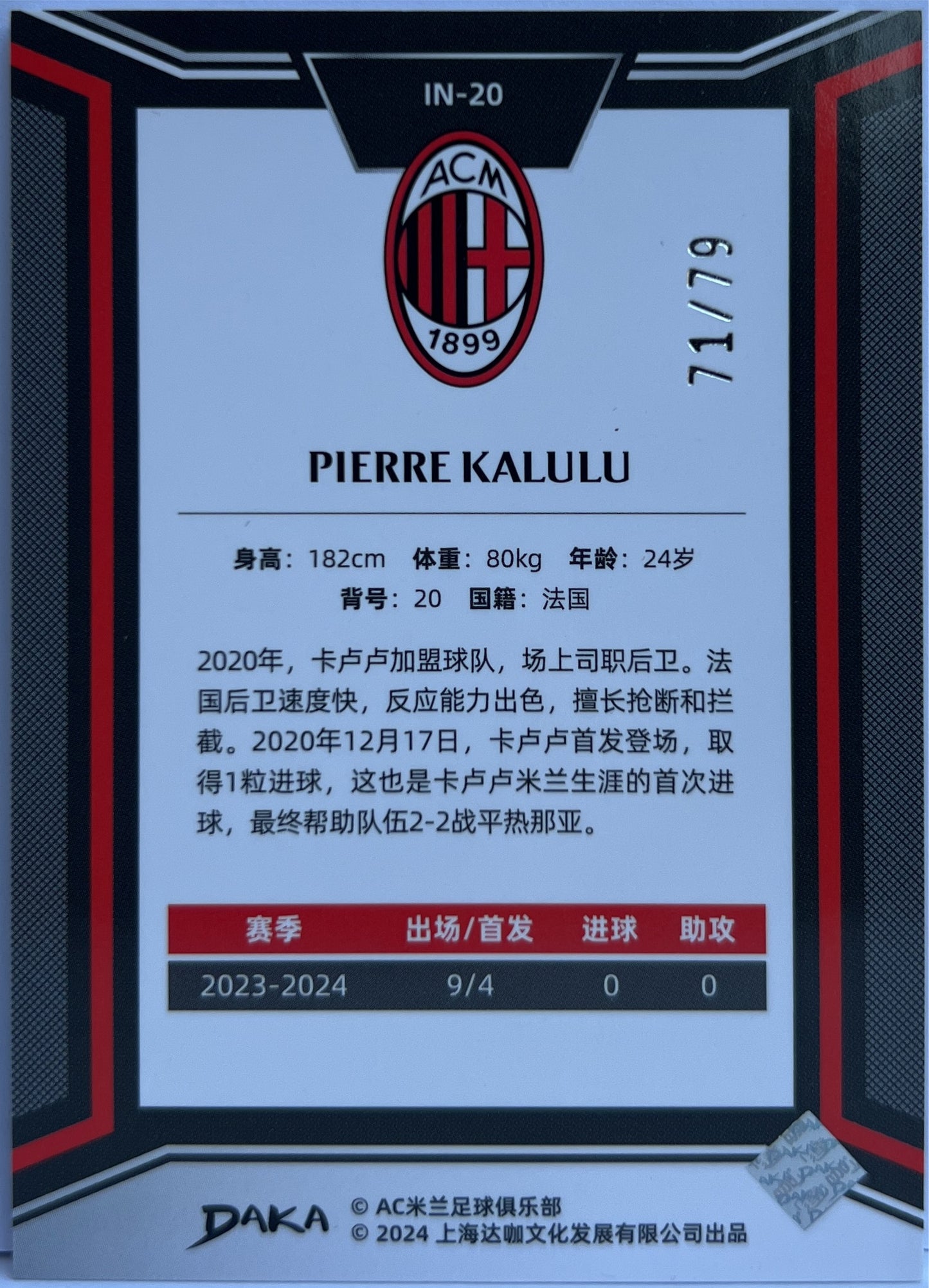 Pierre Kalulu 71/79 Ineffable Daka Milan One & Two 2023/24