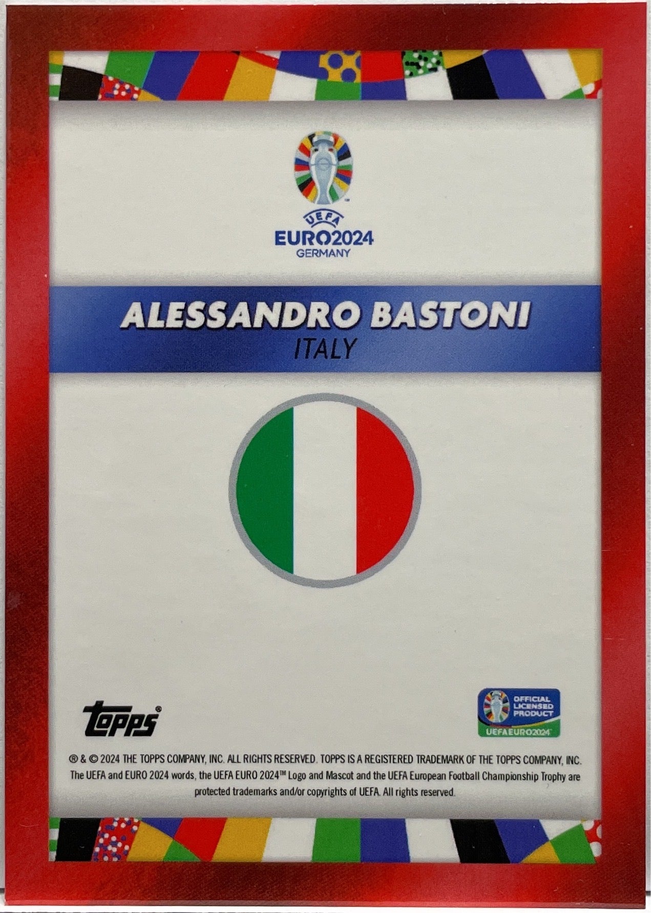 Alessandro Bastoni 1/10 Autograph Topps Mourinho Platinum Curated Euro 2024