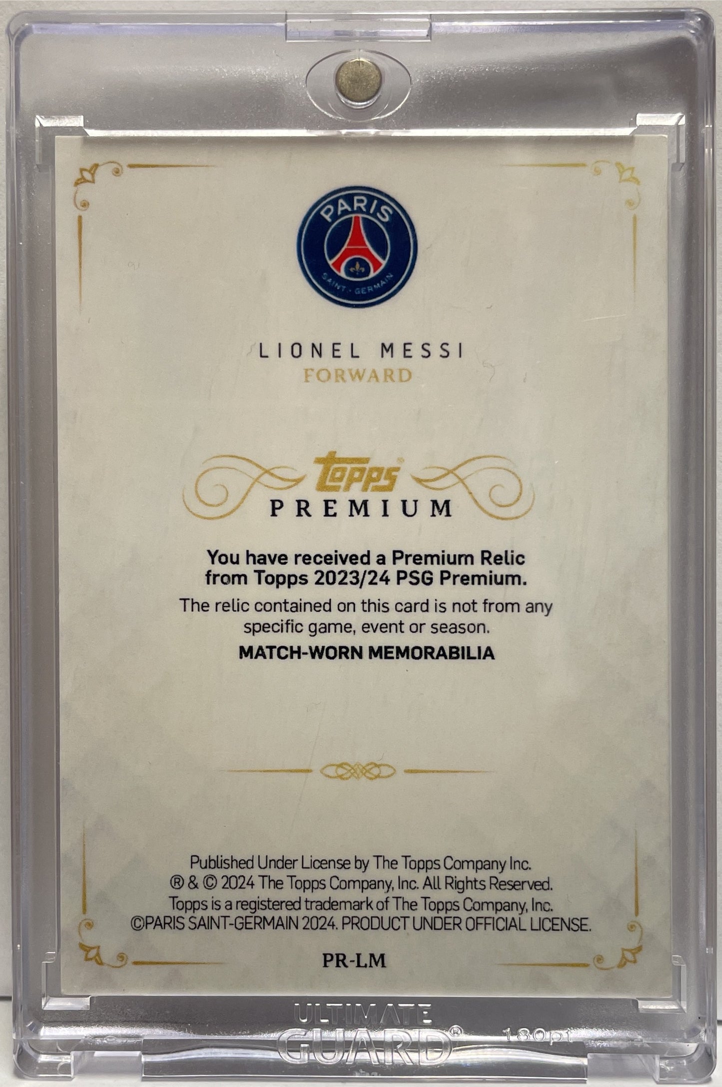 Lionel Messi 5/5 Patch Worn Red Relic Topps PSG Black & White Premium 2024