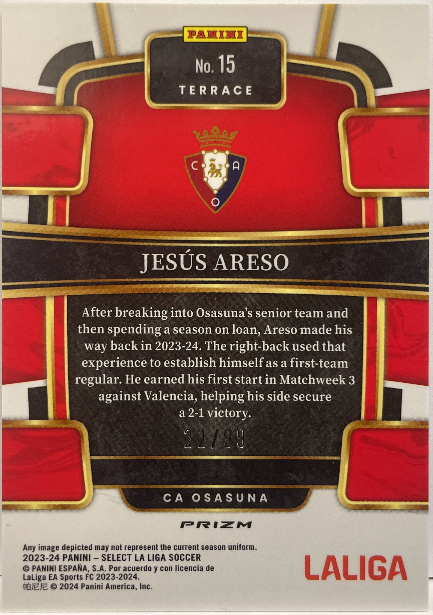 Jesus Areso 22/99 Rookie Terrace Winter Camo Select La Liga 2023/24