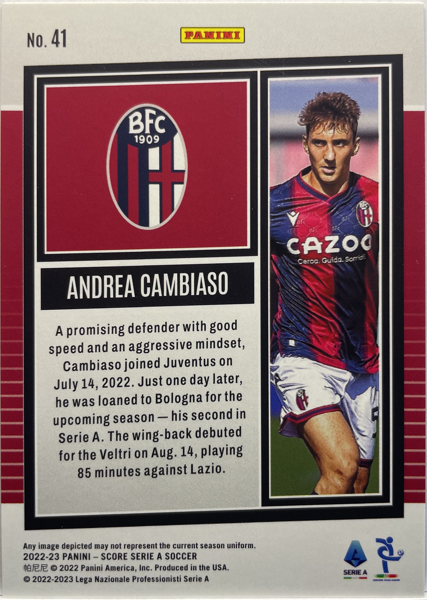 Andrea Cambiaso 7/15 Purple Laser Score Serie A 2022/23